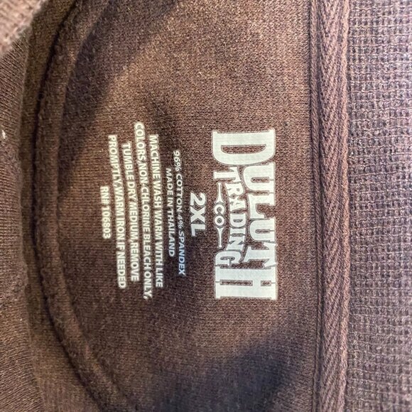 Duluth Mens Shirt 2XL Brown Long-Sleeve Crew Neck With Pocket - Picture 7 of 10